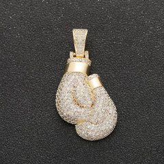 Iced Out Boxing Gloves Pendant & Necklace