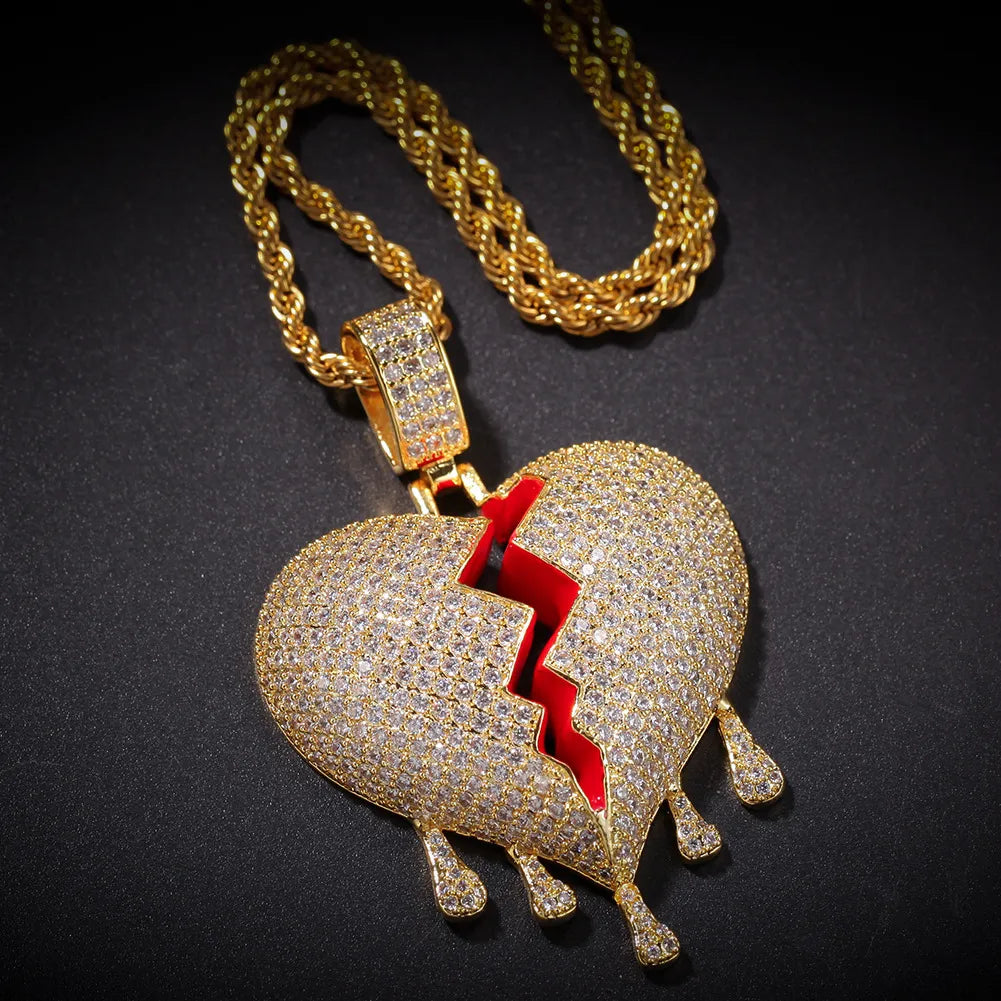 Iced Out Drippy Heart & Necklace