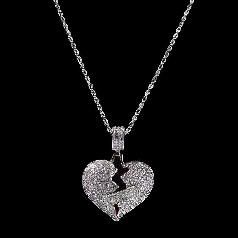 Iced Out Broken Heart Pendant
