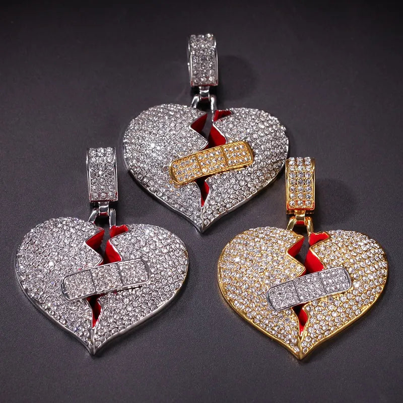 Iced Out Broken Heart Pendant