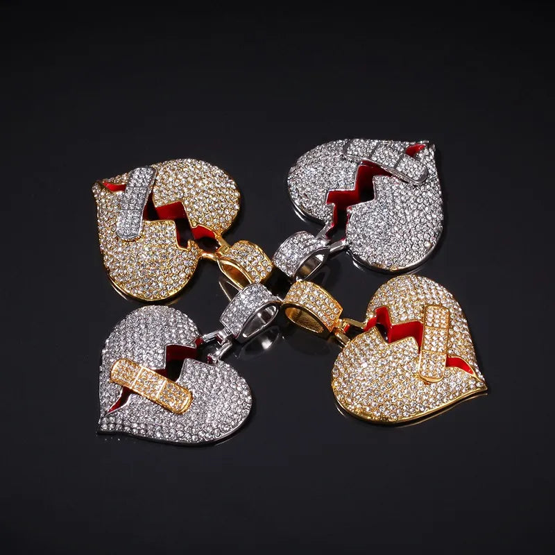 Iced Out Broken Heart Pendant