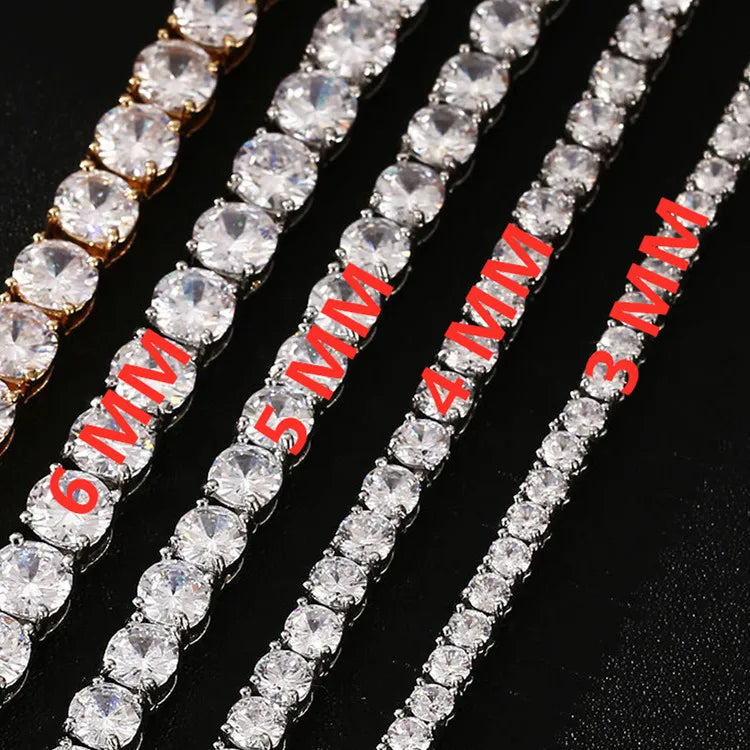 1 Row Tennis Bracelet – 3mm / 4mm / 5mm / 6mm
