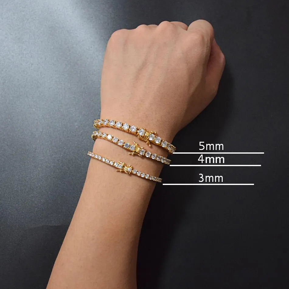 1 Row Tennis Bracelet – 3mm / 4mm / 5mm / 6mm