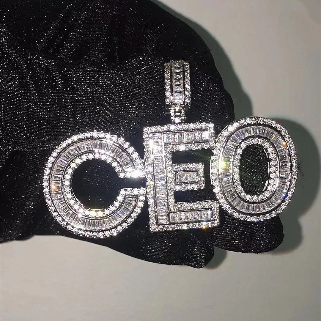 Custom Name Pendant (Baguettes)