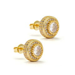 Round Button Stud Earrings