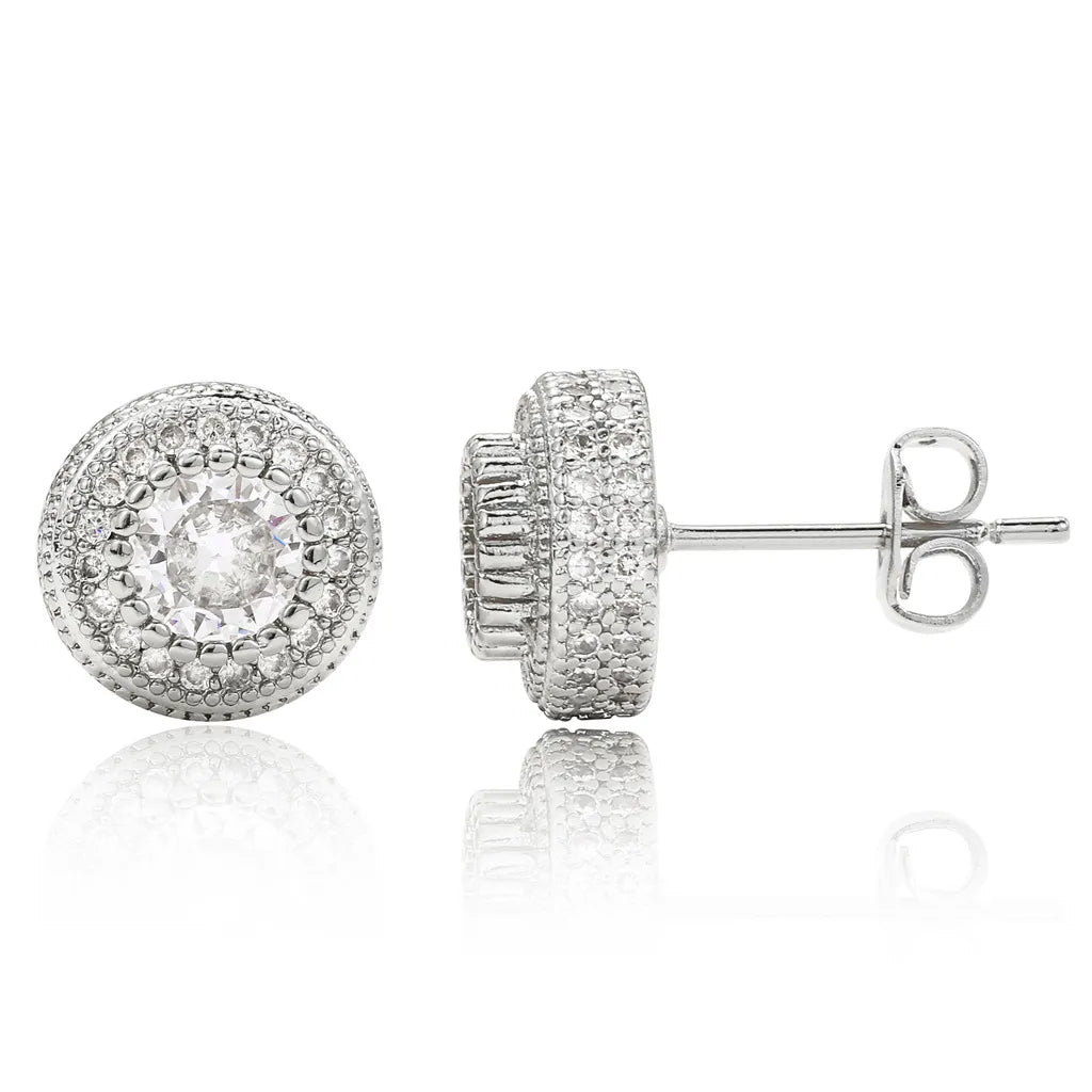 Round Button Stud Earrings