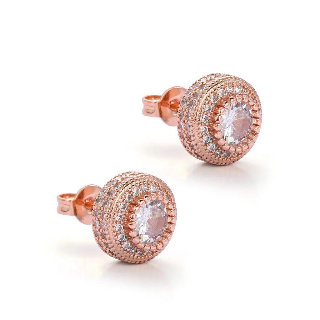 Round Button Stud Earrings