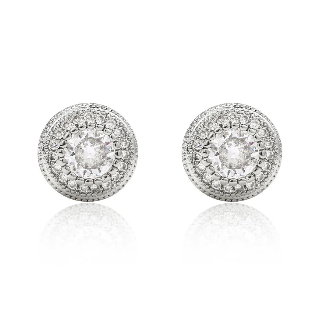 Round Button Stud Earrings