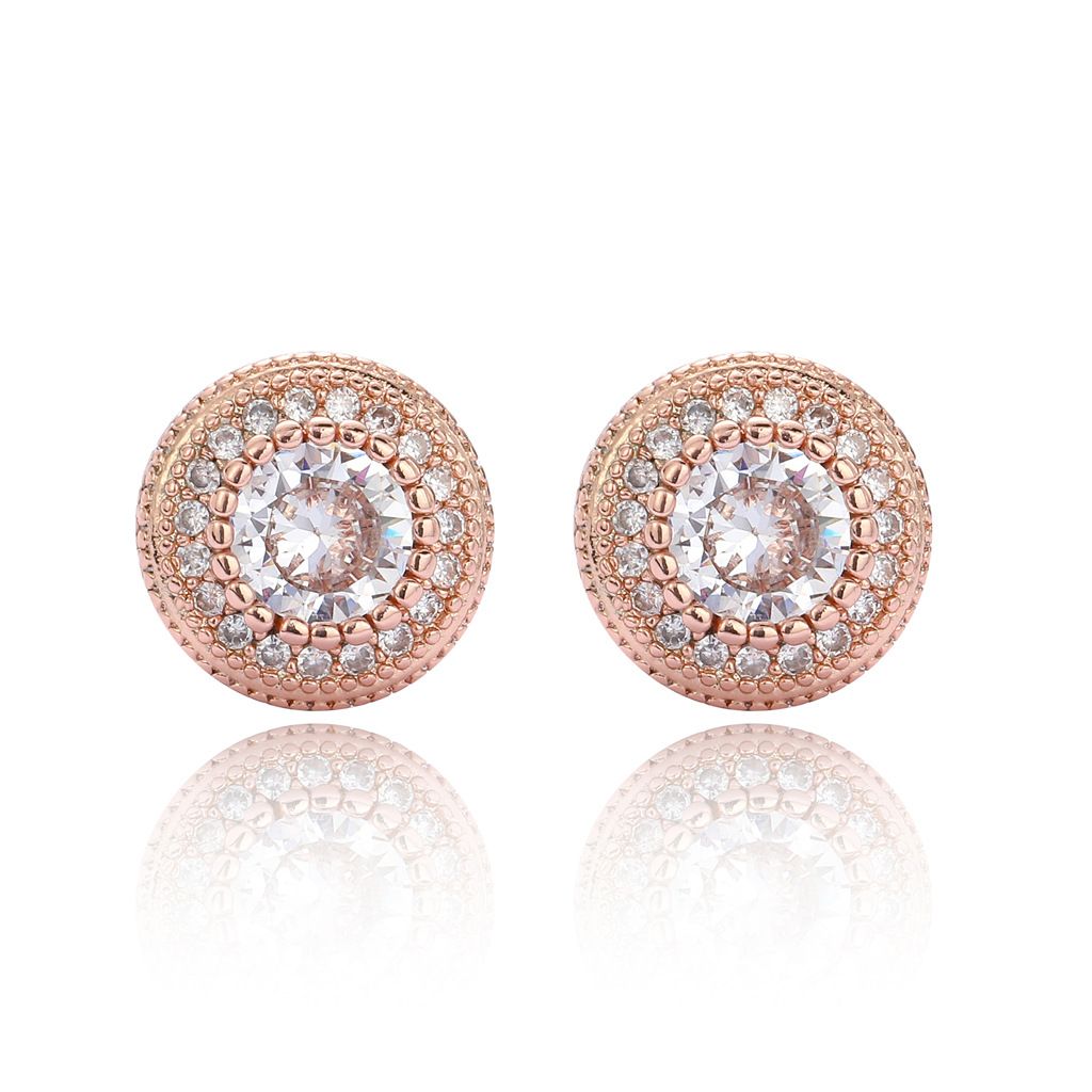 Round Button Stud Earrings
