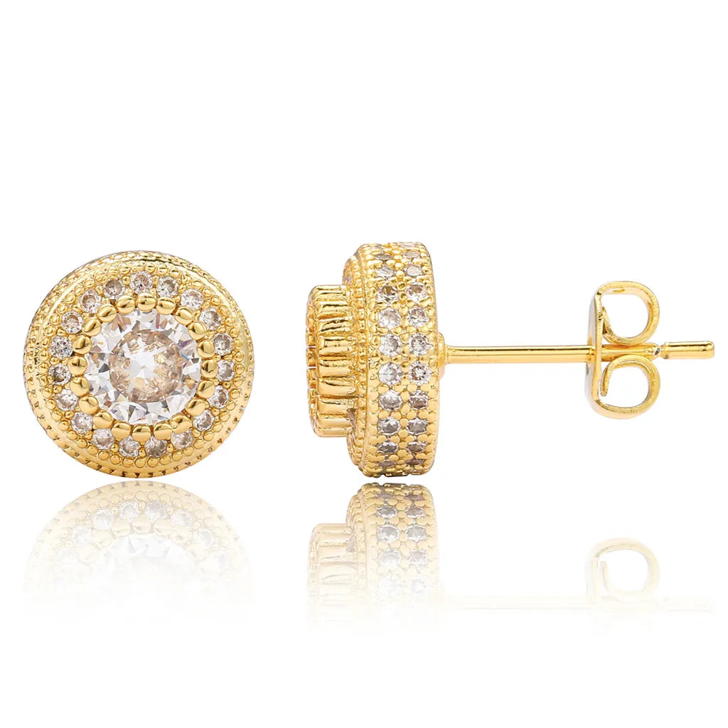 Round Button Stud Earrings