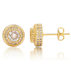Round Button Stud Earrings