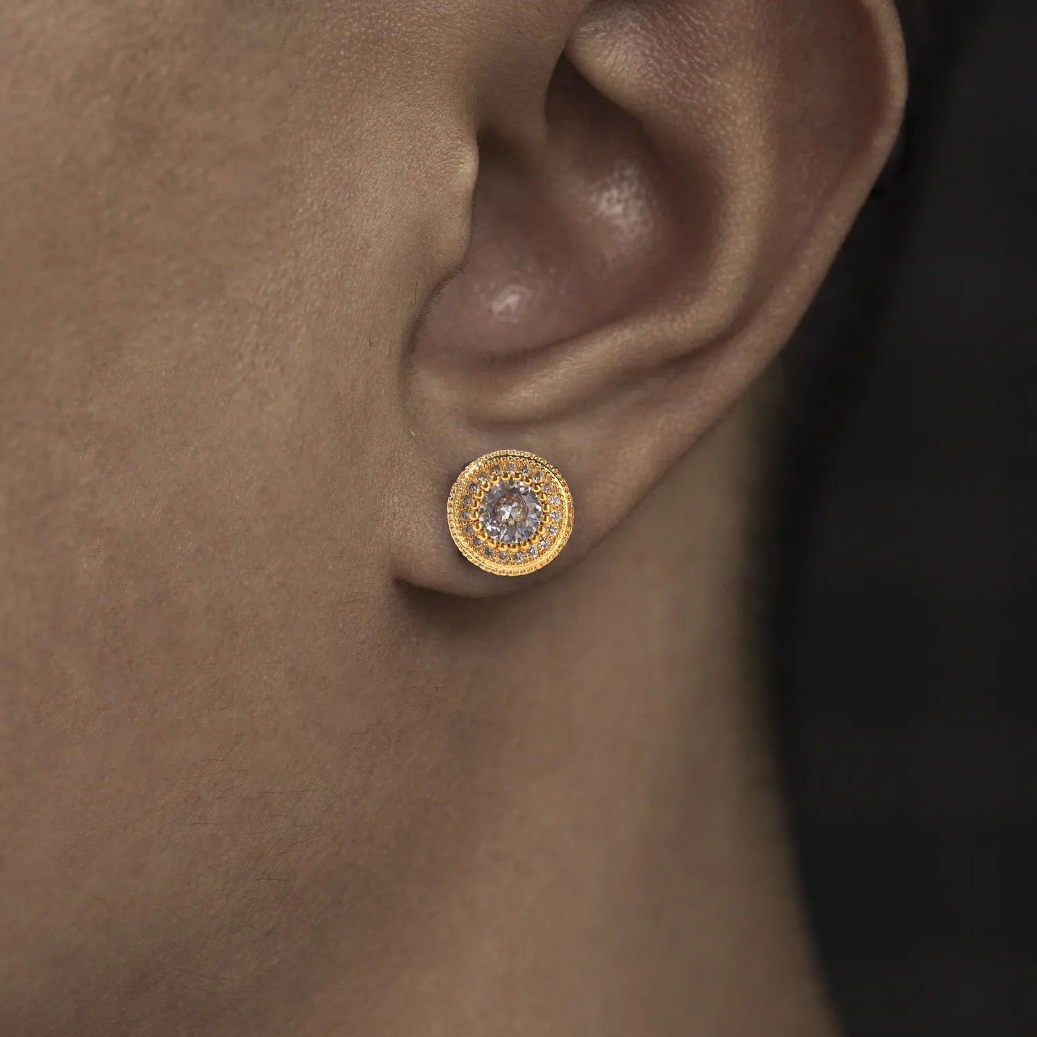 Round Button Stud Earrings