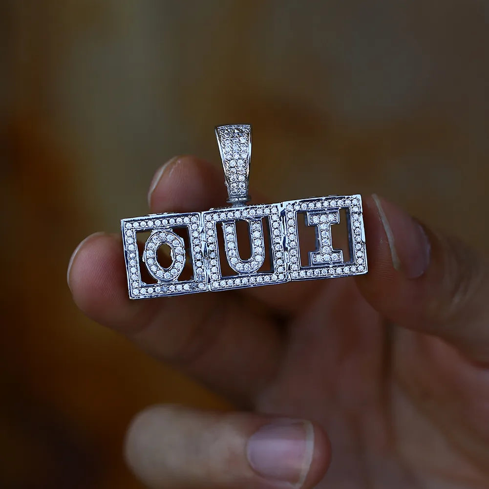 Custom Hollow Name Cube Pendant 