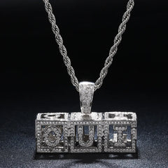 Custom Hollow Name Cube Pendant 