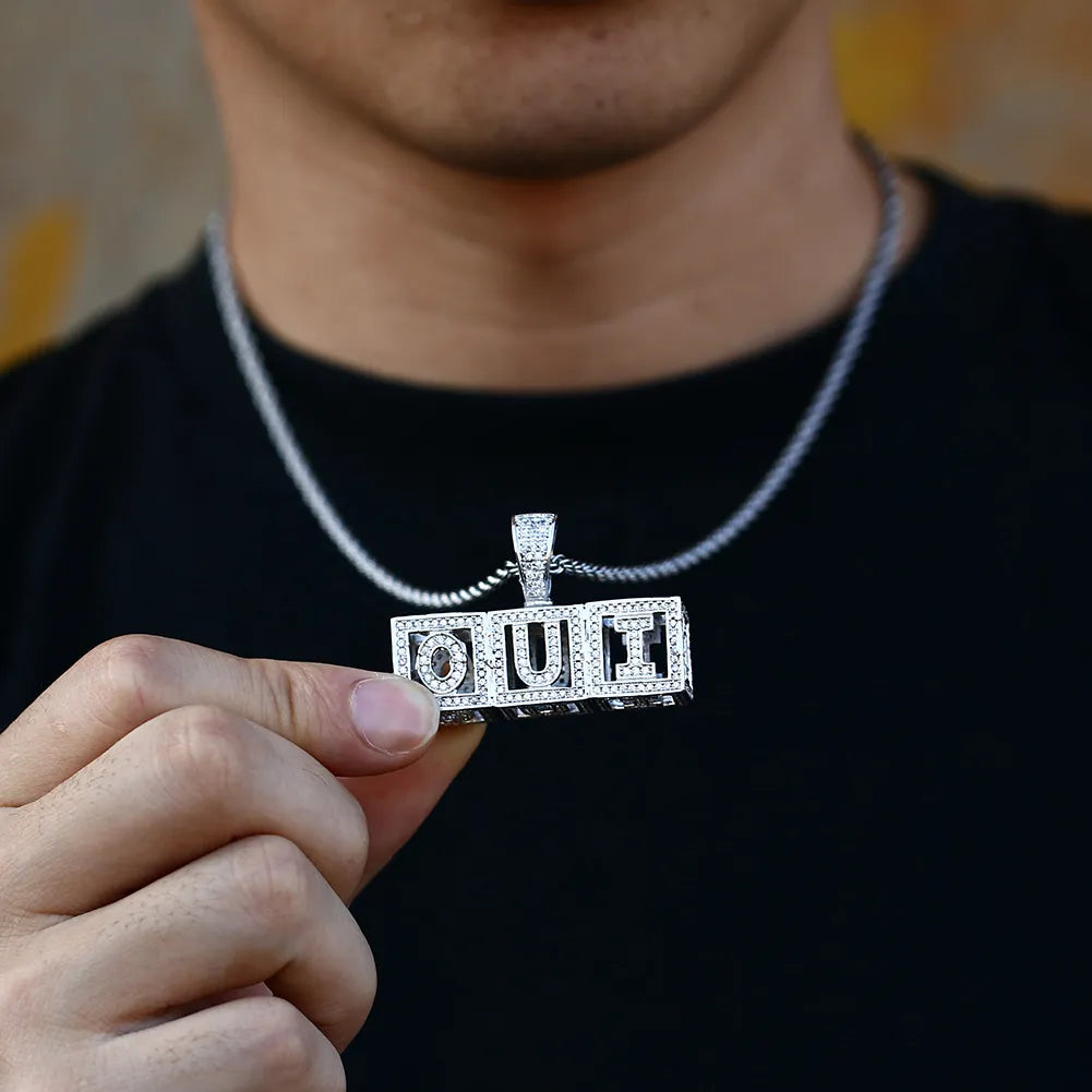 Custom Hollow Name Cube Pendant 