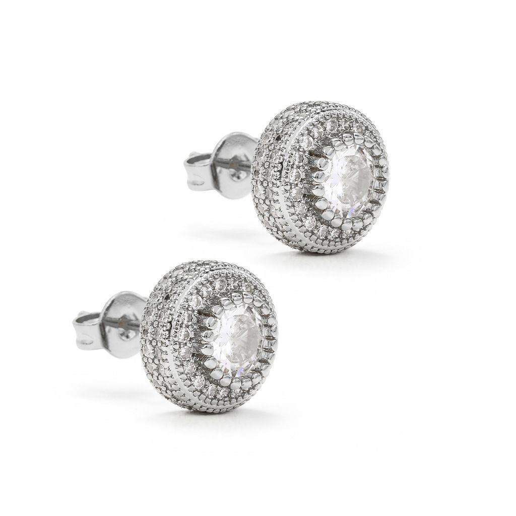 Round Button Stud Earrings