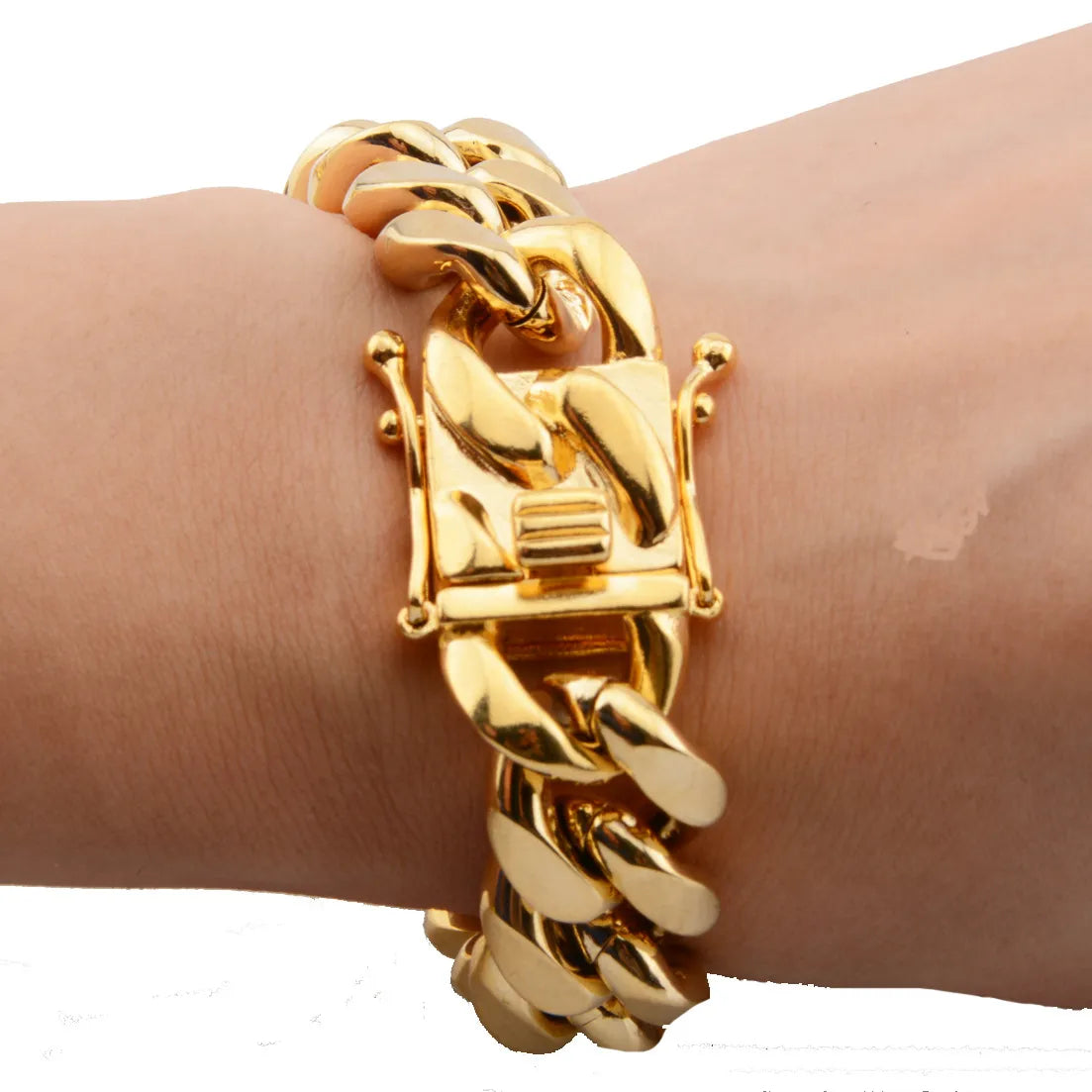 8.5 inch 18k Plated Cuban Link Bracelet 8/10/12/16/18mm