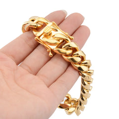 8.5 inch 18k Plated Cuban Link Bracelet 8/10/12/16/18mm
