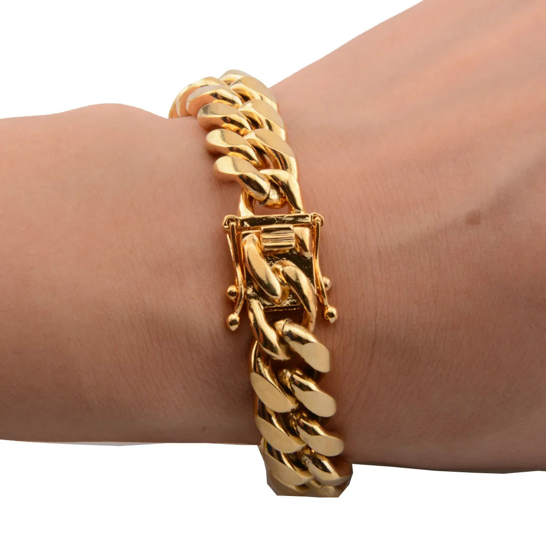 8.5 inch 18k Plated Cuban Link Bracelet 8/10/12/16/18mm
